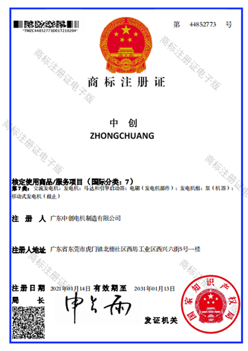 Trademark registration certificate